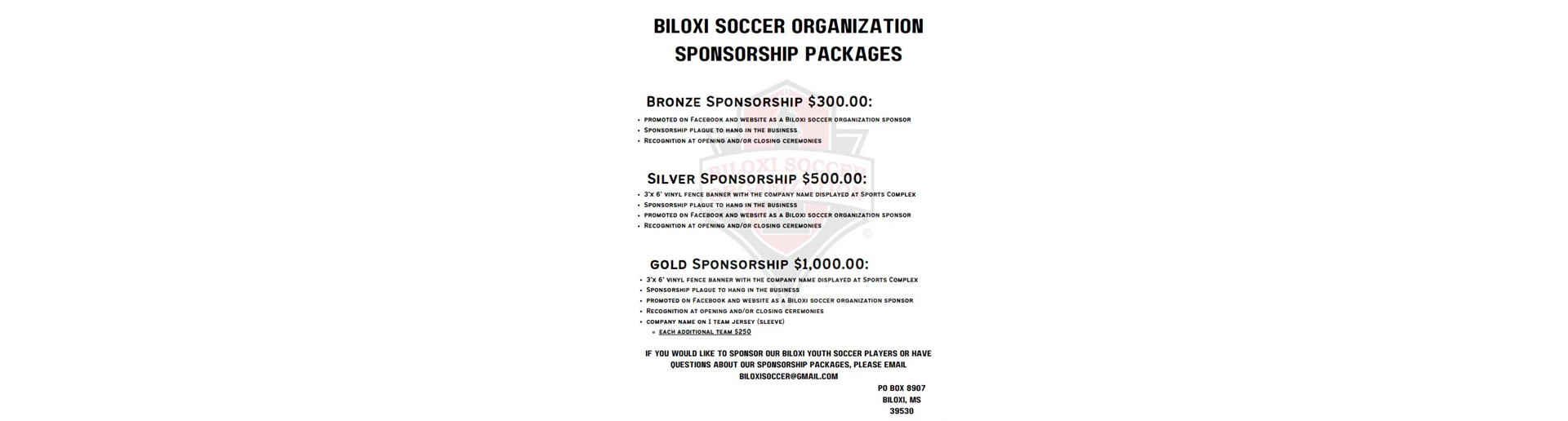 Sponsorship Packages Available