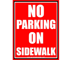NO PARKING ON THE SIDEWALKS AT HOLLOWAY SPORTS COMPLEX
